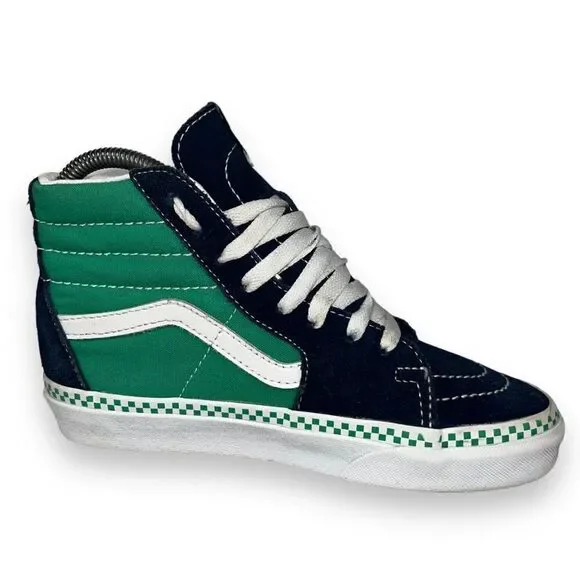 Vans Sk8-Hi Skate Shoes Navy Suede / Aqua Canvas / White Women's 5 - Picture 7 of 11